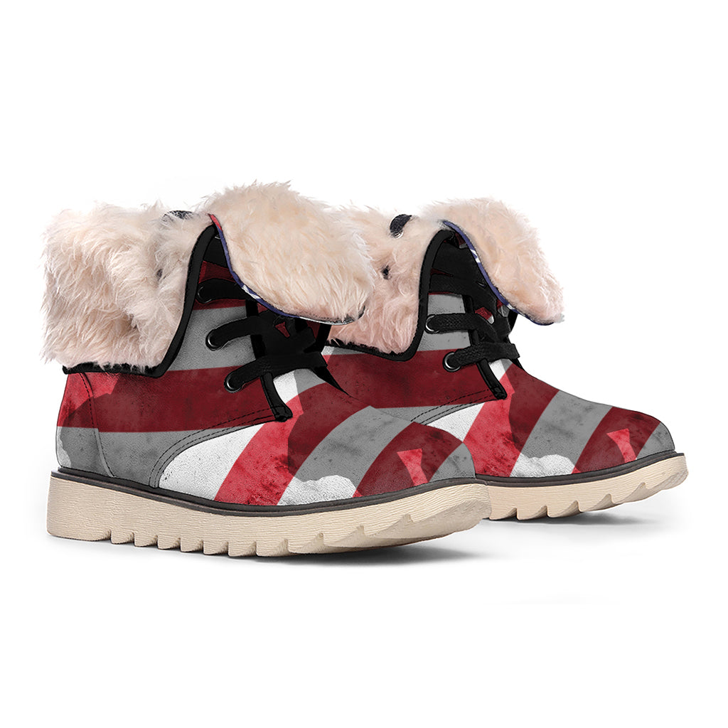 American Flag War Memorial Print Winter Boots