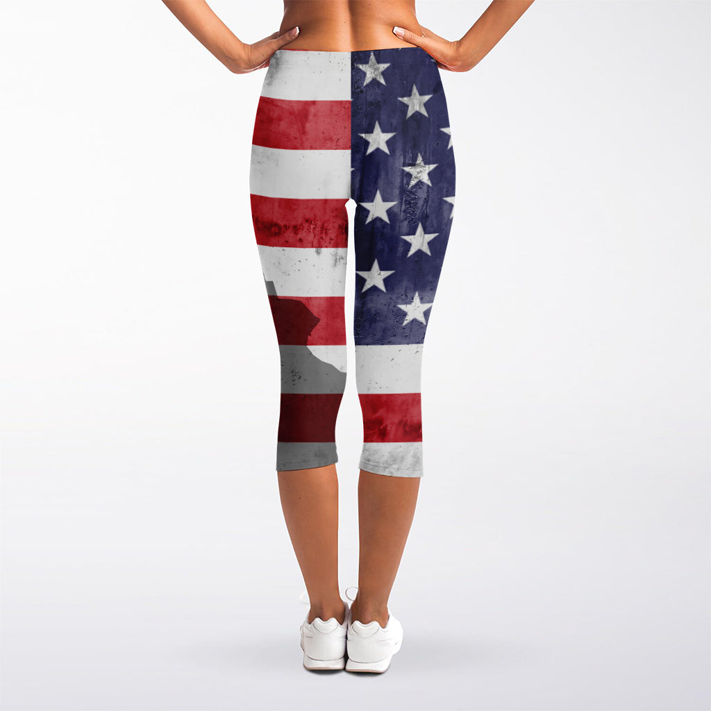 American Flag War Memorial Print Women's Capri Leggings