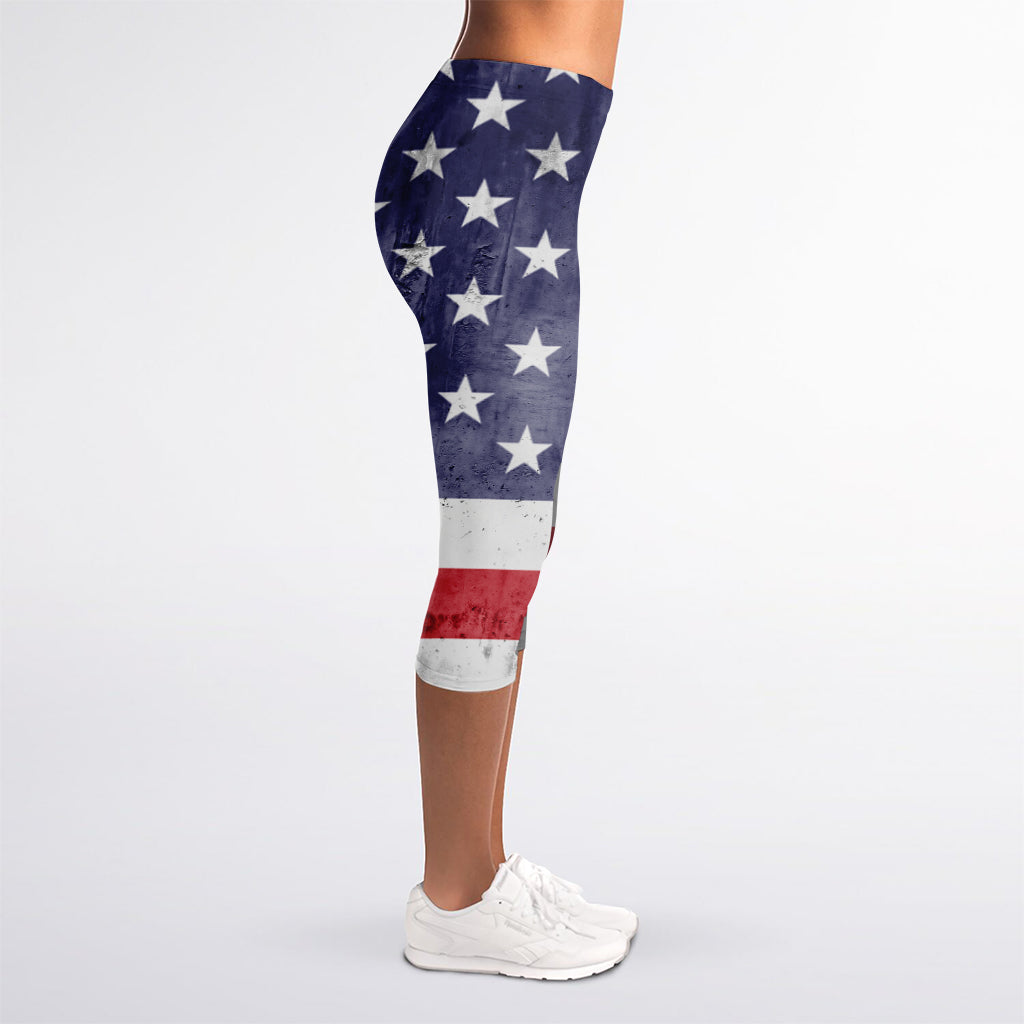 American Flag War Memorial Print Women's Capri Leggings