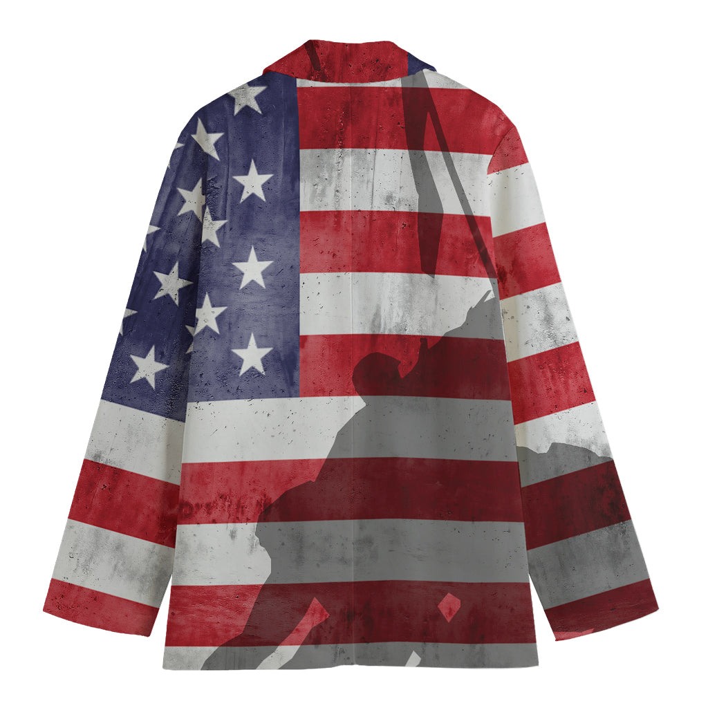 American Flag War Memorial Print Women's Cotton Blazer