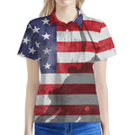 American Flag War Memorial Print Women's Polo Shirt