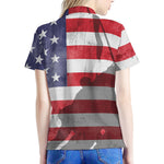 American Flag War Memorial Print Women's Polo Shirt