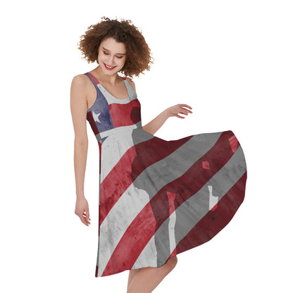 American Flag War Memorial Print Women's Sleeveless Dress