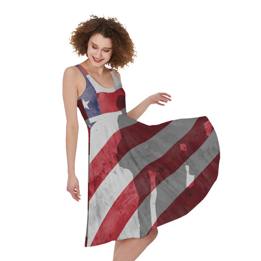 American Flag War Memorial Print Women's Sleeveless Dress