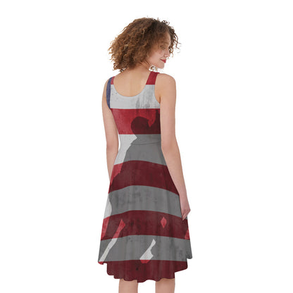 American Flag War Memorial Print Women's Sleeveless Dress