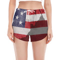 American Flag War Memorial Print Women's Split Running Shorts