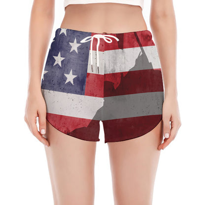 American Flag War Memorial Print Women's Split Running Shorts