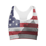 American Flag War Memorial Print Women's Sports Bra