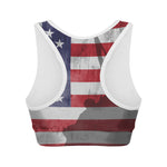American Flag War Memorial Print Women's Sports Bra