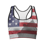 American Flag War Memorial Print Women's Sports Bra
