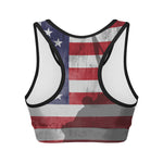 American Flag War Memorial Print Women's Sports Bra
