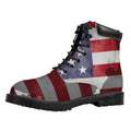 American Flag War Memorial Print Padded Collar Lace Up Boots