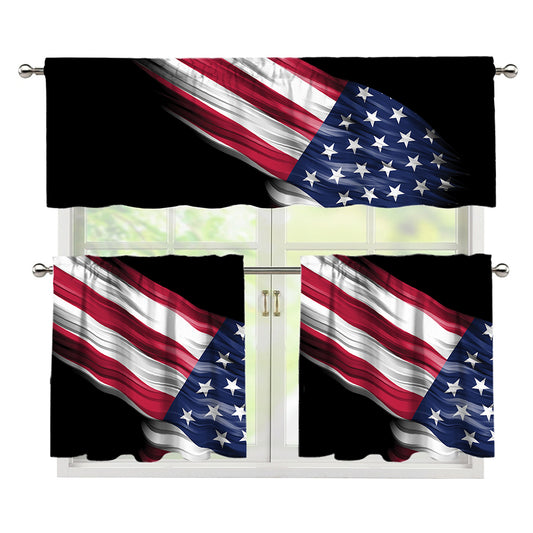 American Flag Wing Print 3 Piece Kitchen Curtains