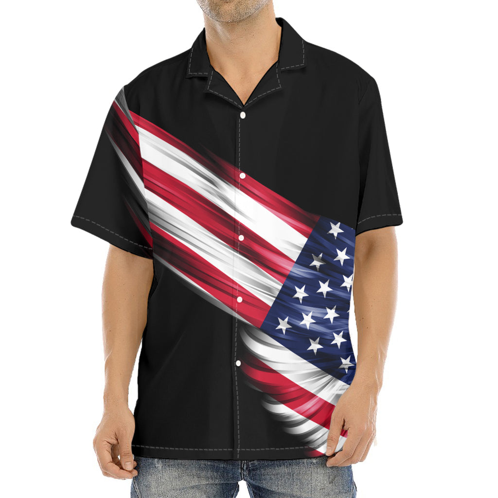 American Flag Wing Print Aloha Shirt