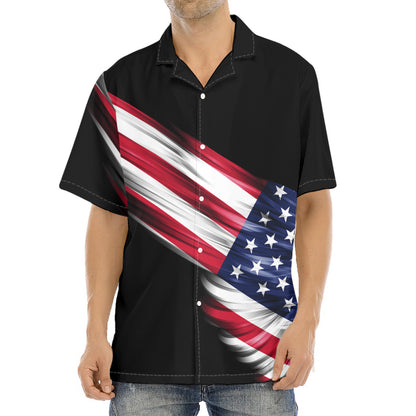 American Flag Wing Print Aloha Shirt