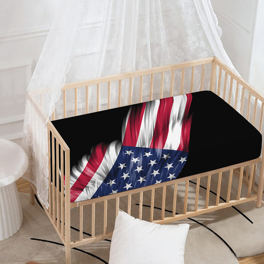 American Flag Wing Print Baby Crib Sheet