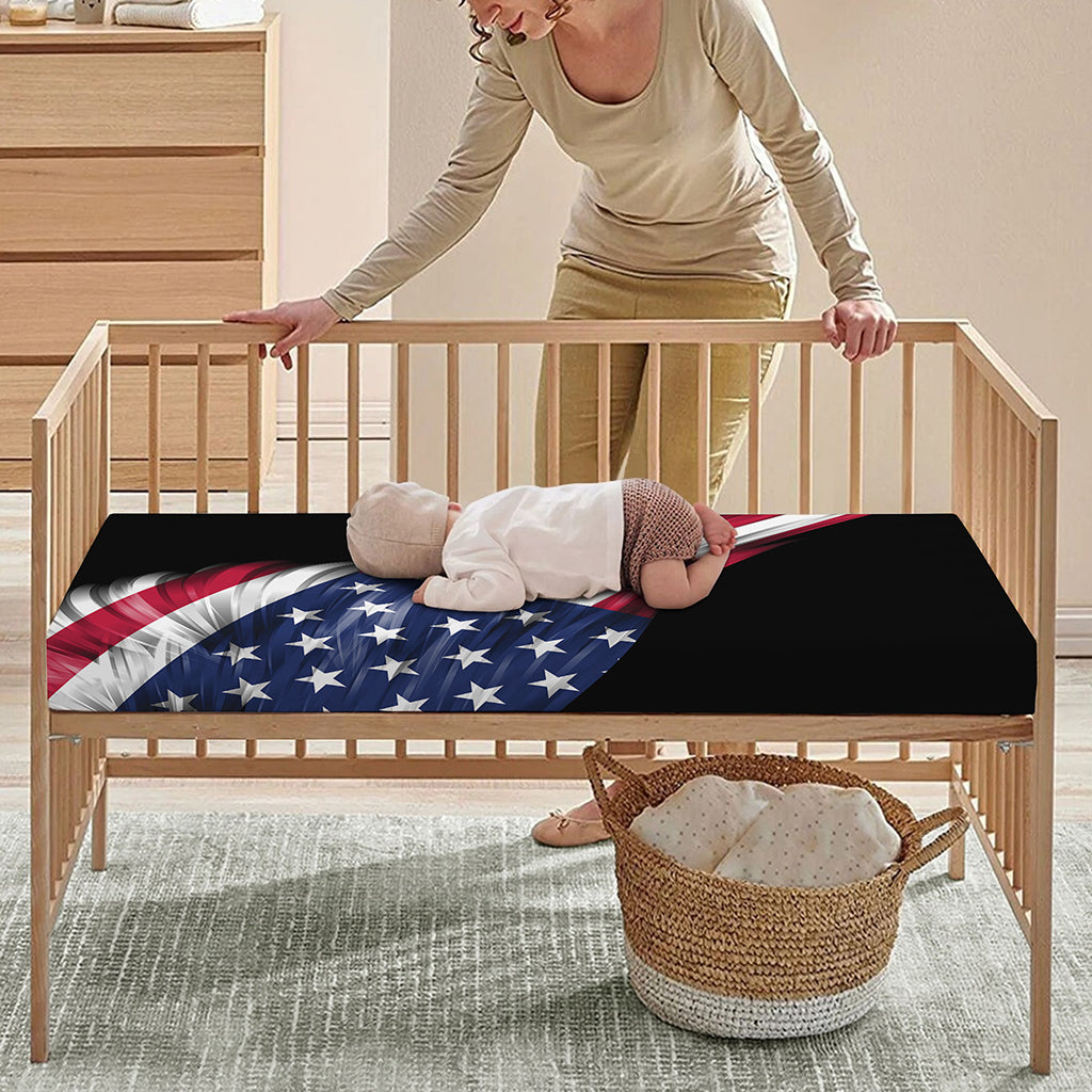 American Flag Wing Print Baby Crib Sheet
