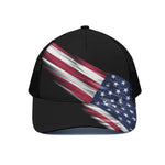 American Flag Wing Print Black Mesh Trucker Cap