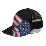 American Flag Wing Print Black Mesh Trucker Cap