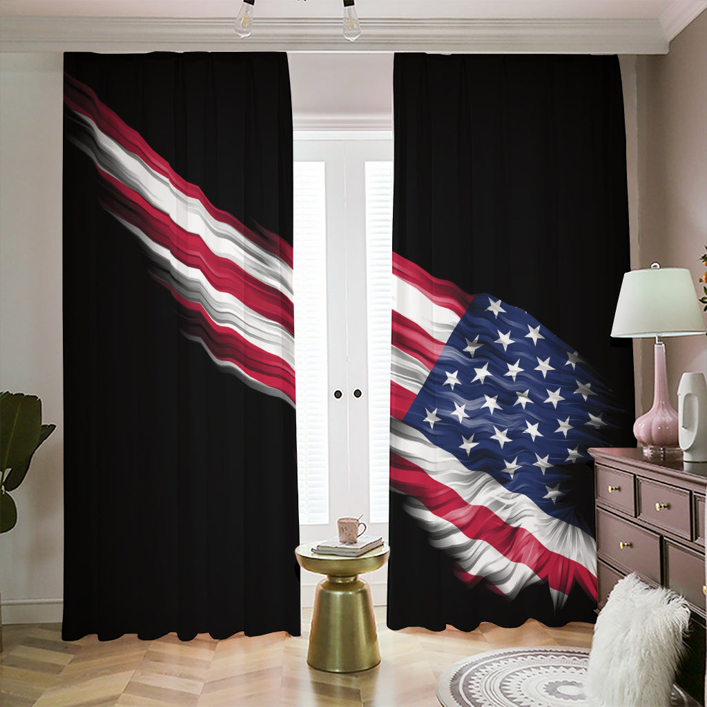 American Flag Wing Print Blackout Pencil Pleat Curtains