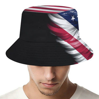 American Flag Wing Print Bucket Hat
