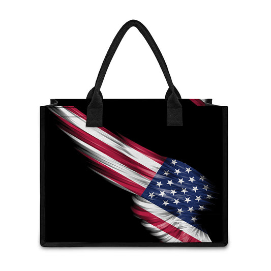 American Flag Wing Print Canvas Tote Bag