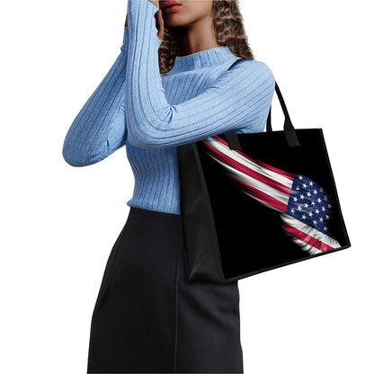 American Flag Wing Print Canvas Tote Bag
