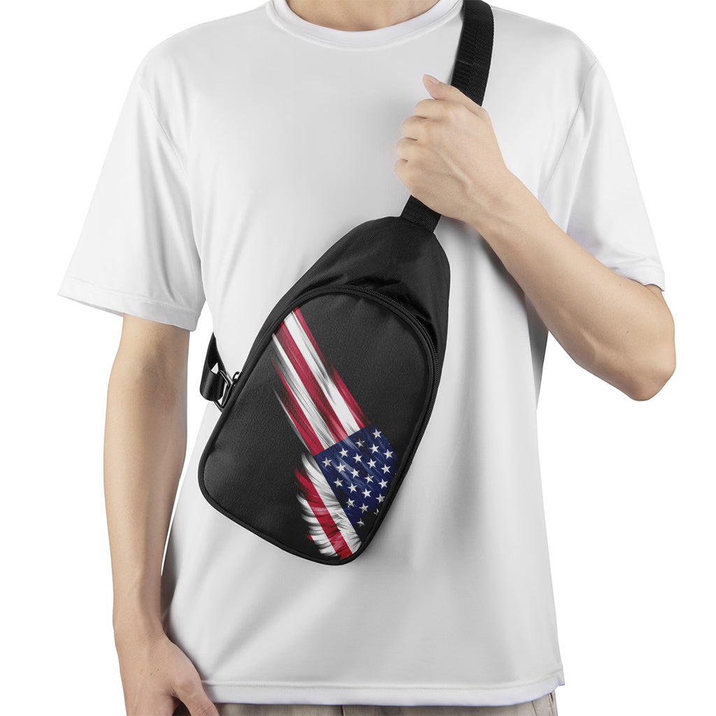 American Flag Wing Print Chest Bag