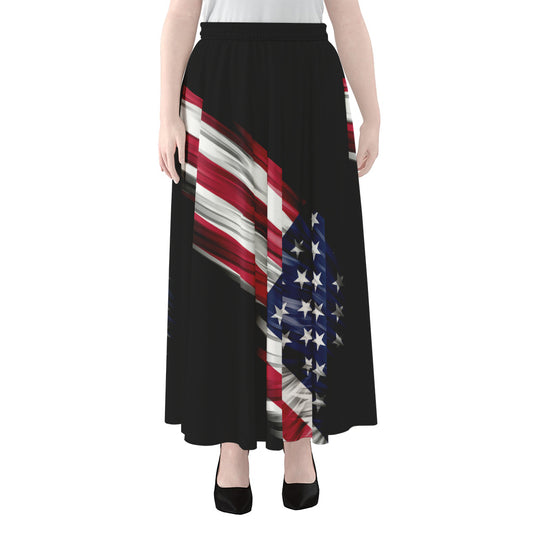 American Flag Wing Print Chiffon Maxi Skirt