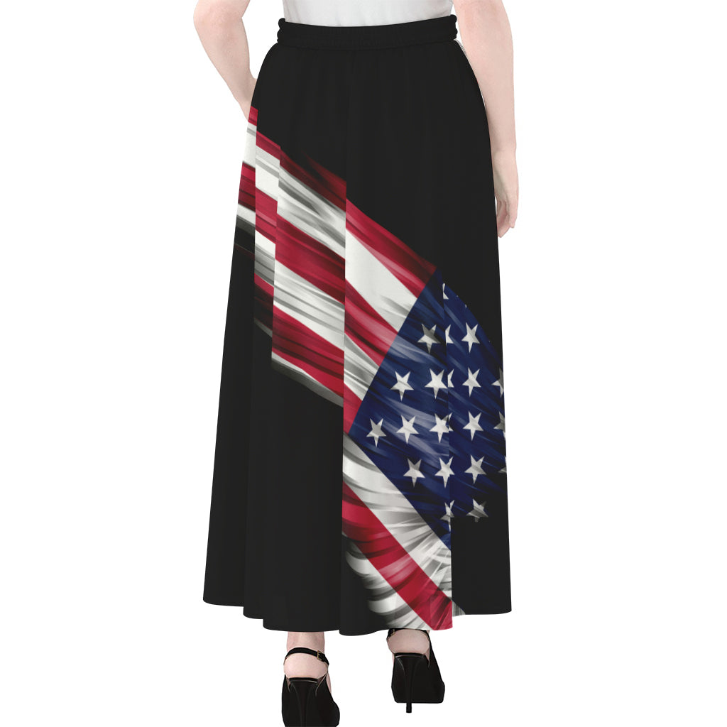 American Flag Wing Print Chiffon Maxi Skirt