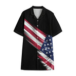 American Flag Wing Print Cotton Hawaiian Shirt