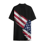 American Flag Wing Print Cotton Hawaiian Shirt