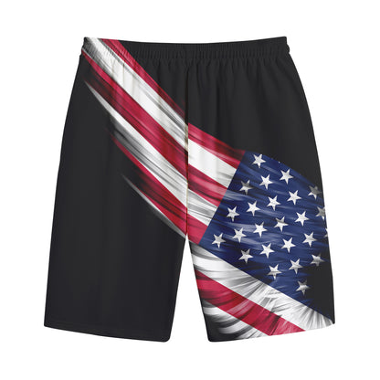 American Flag Wing Print Cotton Shorts