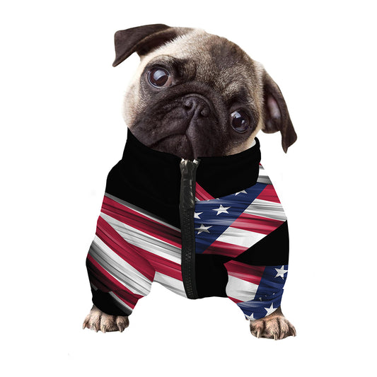 American Flag Wing Print Dog Zip Up Jacket