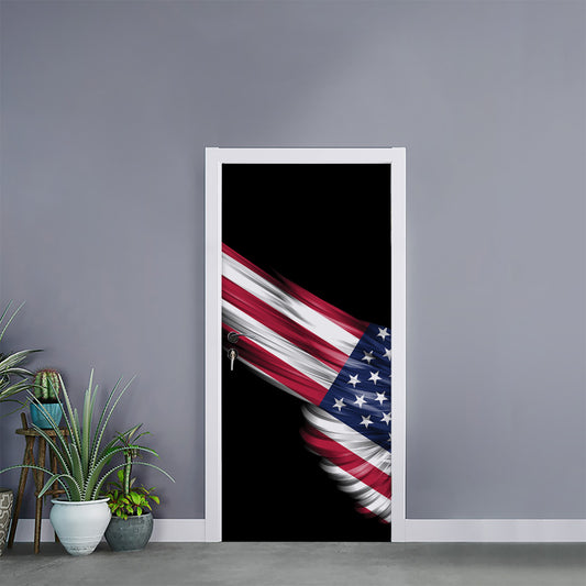 American Flag Wing Print Door Sticker