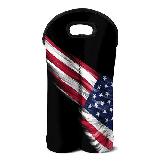 American Flag Wing Print Double Neoprene Wine Tote