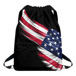 American Flag Wing Print Drawstring Backpack