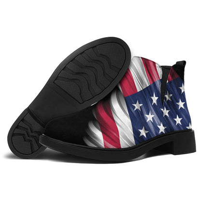 American Flag Wing Print Flat Ankle Boots