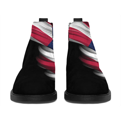 American Flag Wing Print Flat Ankle Boots