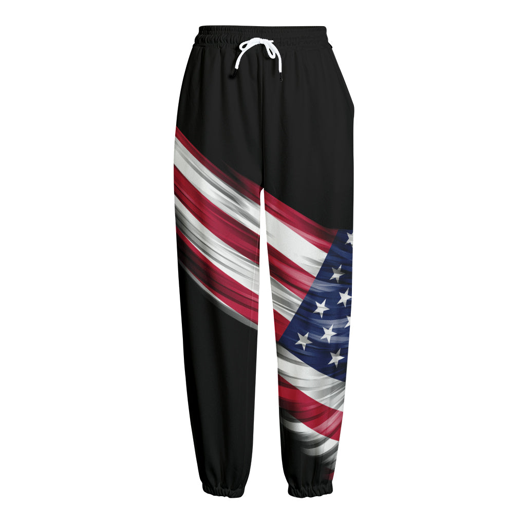 American Flag Wing Print Fleece Lined Knit Pants