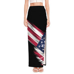 American Flag Wing Print High Slit Maxi Skirt