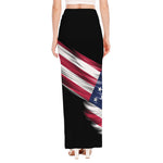 American Flag Wing Print High Slit Maxi Skirt