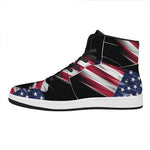 American Flag Wing Print High Top Leather Sneakers