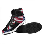 American Flag Wing Print High Top Leather Sneakers