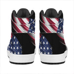 American Flag Wing Print High Top Leather Sneakers
