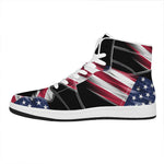 American Flag Wing Print High Top Leather Sneakers