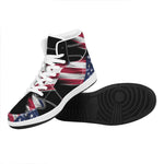 American Flag Wing Print High Top Leather Sneakers