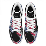 American Flag Wing Print High Top Leather Sneakers