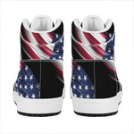 American Flag Wing Print High Top Leather Sneakers