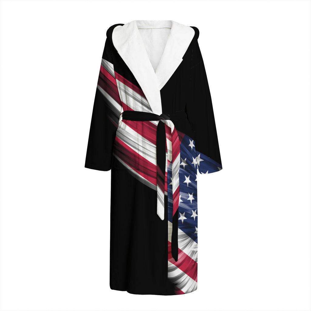 American Flag Wing Print Hooded Bathrobe